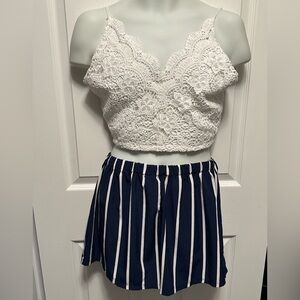 Womens crop top and shorts outfit size large